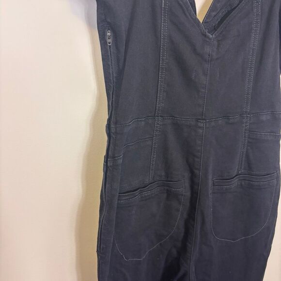 We The Free Free People Black Short Sleeve Sweetheart Neckline Denim Jumpsuit Si - Picture 7 of 9